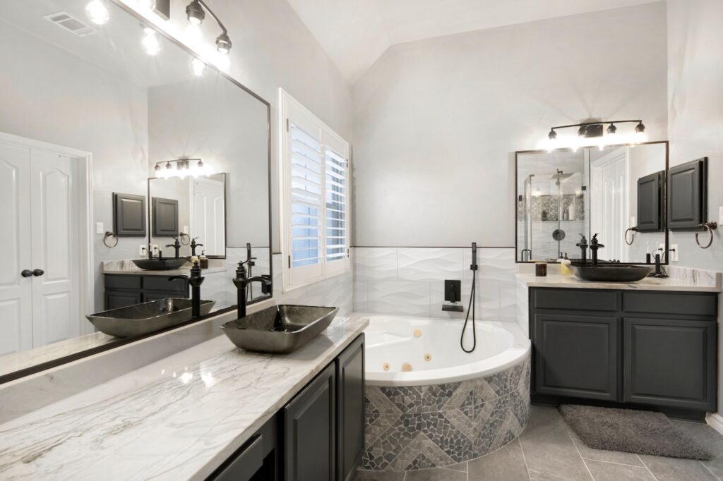 dark gray bathroom cabinets