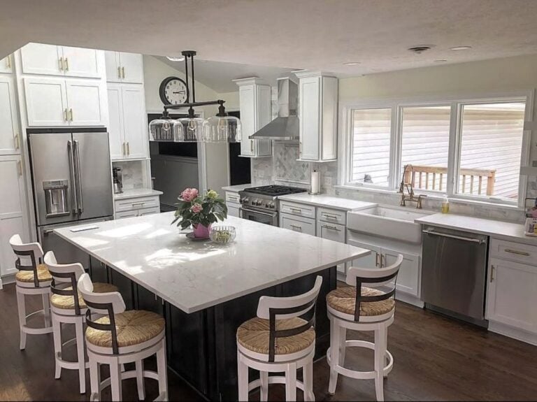 modern white kitchen remodel timeline Borowske Builders work