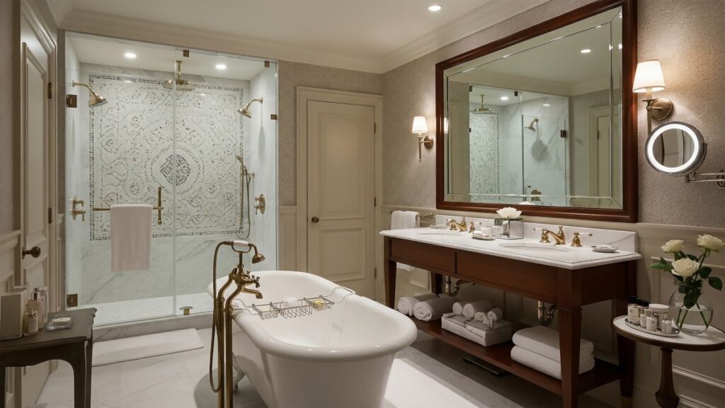 wet room bathroom Classic American Luxury Bathroom Design modern house