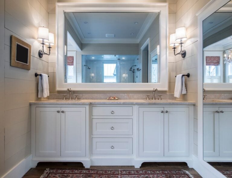 white clean powder room modern style remodeling big family house