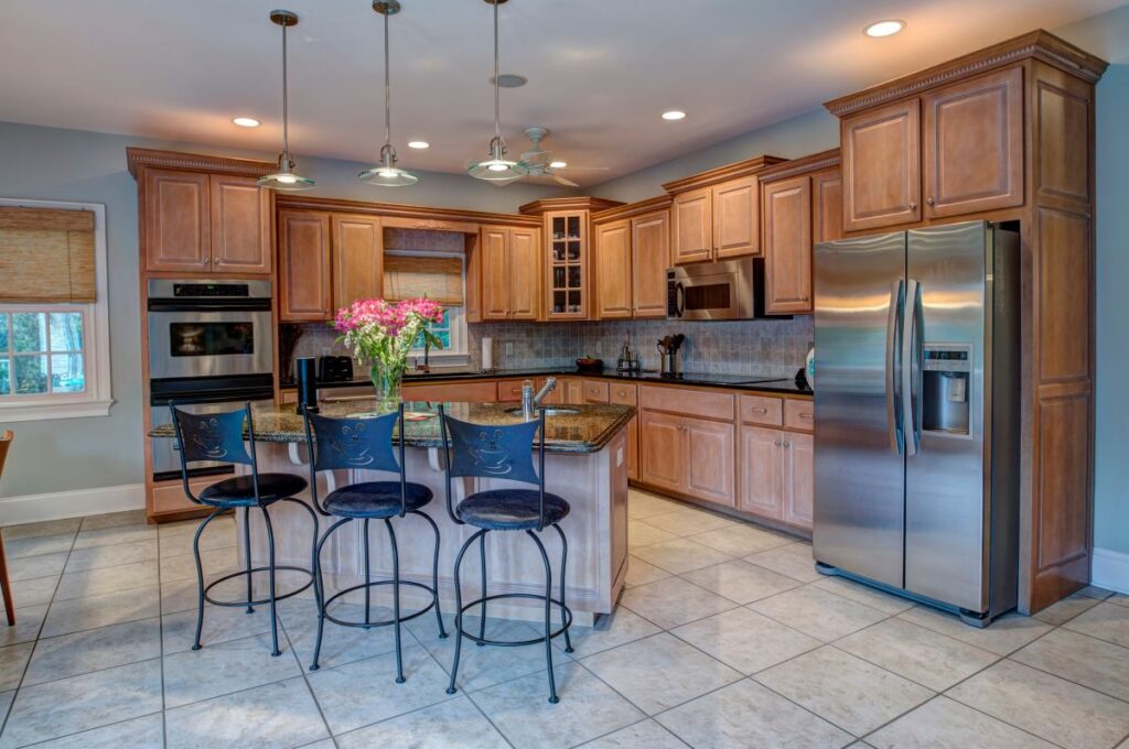 brown wooden refrigerator cabinet remodeling kitchen