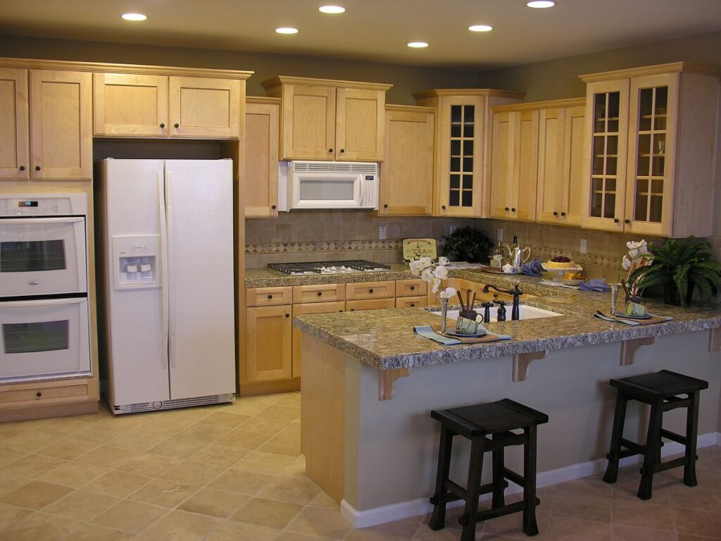 light brown synthetic wood refrigerator cabinet modern house family house